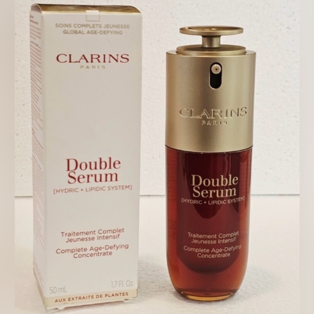 NEW Clarins DOUBLE SERUM- Anti-Aging + Anti-Wrinkle Serum NEW in box, 2.5 fl oz